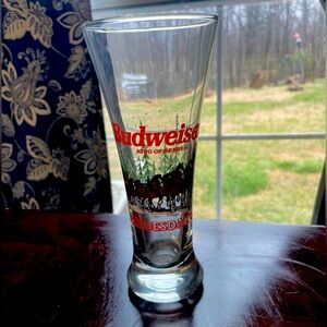 Budweiser Glass with Red and Black Design
